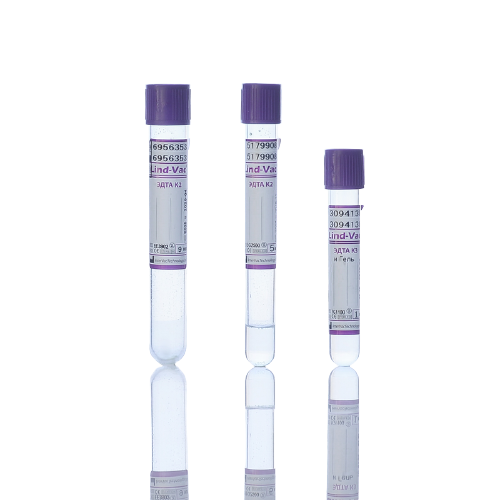 Вакуумна Пробірка Lind-Vac® 13x75 мм, K2 ЕДТА, бузкова кришка 4 мл